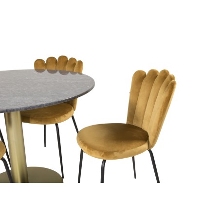 Estelle runt Matbord - Borstad Mässing / Svart marmor - ø106*H75+Limhamn Light - Tool - Gold Velvet