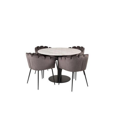 Estelle runt Matbord - Svart / Vit marmor - ø106*H75+Limhamn - Tool - Grey Velvet