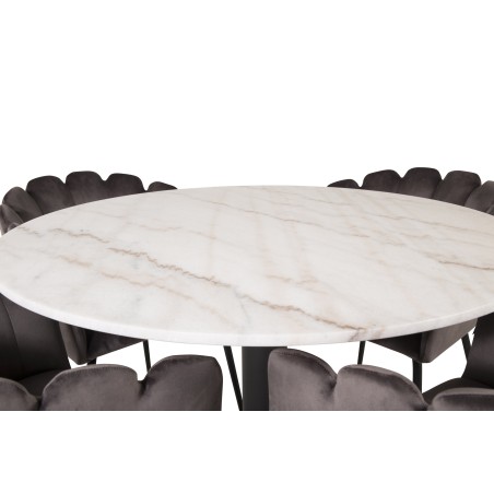 Estelle runt Matbord - Svart / Vit marmor - ø106*H75+Limhamn - Tool - Grey Velvet