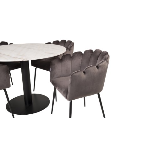 Estelle runt Matbord - Svart / Vit marmor - ø106*H75+Limhamn - Tool - Grey Velvet