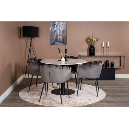 Estelle runt Matbord - Svart / Vit marmor - ø106*H75+Limhamn - Tool - Grey Velvet