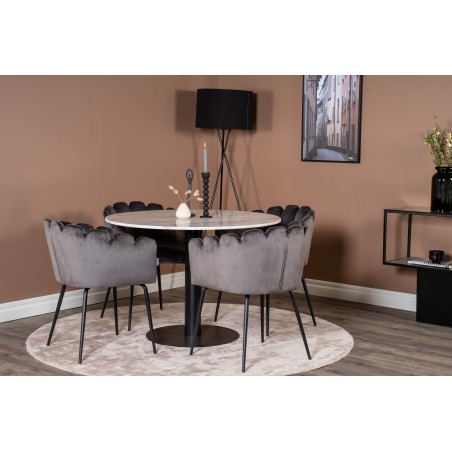 Estelle runt Matbord - Svart / Vit marmor - ø106*H75+Limhamn - Tool - Grey Velvet