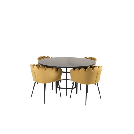 Kopenhaagen – ümmargune söögilaud – must / must+Limhamn – tool – Gold Velvet