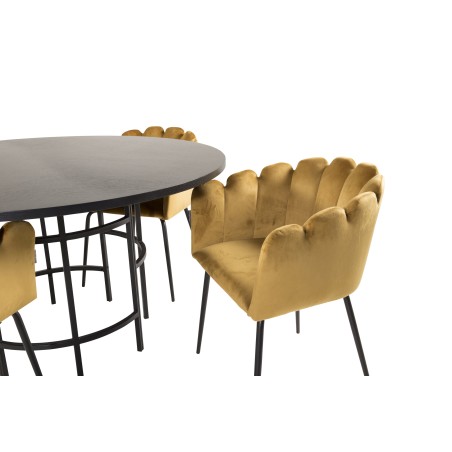 Kopenhaagen – ümmargune söögilaud – must / must+Limhamn – tool – Gold Velvet