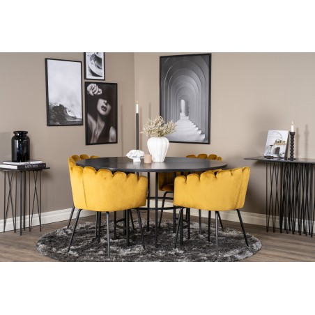 Kopenhaagen – ümmargune söögilaud – must / must+Limhamn – tool – Gold Velvet