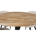 Cirebon ümarlaud - 100 cm - tiikpuu / must + sametne söögitool - mustad jalad 
