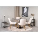 Estelle runt Matbord - Svart / Svart marmor - ø106*H75+Velvet Deluxe söögitool - Harjatud messingist jalg / Beež Velvet