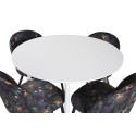 Plaza ümarlaud 100 cm - valge ülaosa / valged jalad+sametist söögitool - must lillekangas