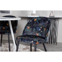 Plaza ümarlaud 100 cm - valge ülaosa / valged jalad+sametist söögitool - must lillekangas