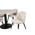 Estelle runt Matbord - Svart / Vit marmor - ø106*H75+velvet söögitool 
