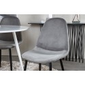 Plaza ümarlaud 100 cm - valge plaat / valged jalad + söögitool Polar - mustad jalad / helehall samet