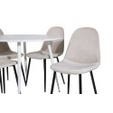 Plaza ümarlaud 100 cm - valge plaat / valged jalad + söögitool Polar - mustad jalad / beež Velvet