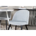 Plaza ümarlaud 100 cm - valge ülaosa / valged jalad + sametne söögitool, velvetist - helehall / must