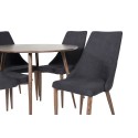 Plaza ümarlaud 100 cm - Pähkel plaat - Pähkel jalad+Leone söögitool - Pähkel jalad - Must kangas