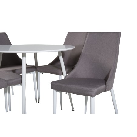 Plaza ümarlaud 100 cm - valge ülaosa / valged jalad + Leone 2.0 polaarhall - valged jalad 
