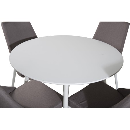 Plaza ümarlaud 100 cm - valge ülaosa / valged jalad + Leone 2.0 polaarhall - valged jalad 