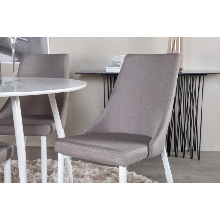 Plaza ümarlaud 100 cm - valge ülaosa / valged jalad + Leone 2.0 polaarhall - valged jalad 