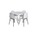 Plaza ümarlaud 100 cm - valge plaat / valged jalad + Arctic söögitool - mustad jalad - valge plastik