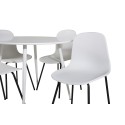 Plaza ümarlaud 100 cm - valge plaat / valged jalad + Arctic söögitool - mustad jalad - valge plastik