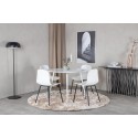 Plaza ümarlaud 100 cm - valge plaat / valged jalad + Arctic söögitool - mustad jalad - valge plastik