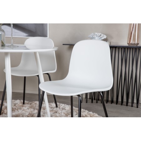 Plaza ümarlaud 100 cm - valge plaat / valged jalad + Arctic söögitool - mustad jalad - valge plastik
