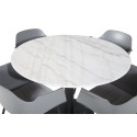 Estelle ümmargune söögilaud ø106 H75 - valge / must+Comfort plastikust söögitool - mustad jalad - hall plastik