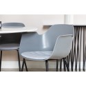 Estelle ümmargune söögilaud ø106 H75 - valge / must+Comfort plastikust söögitool - mustad jalad - hall plastik