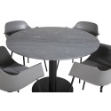 Estelle ümmargune söögilaud ø106 H75 - must / must+Comfort plastikust söögitool - mustad jalad - hall plastik