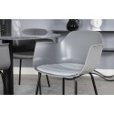 Estelle ümmargune söögilaud ø106 H75 - must / must+Comfort plastikust söögitool - mustad jalad - hall plastik