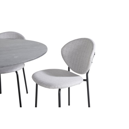 Estelle ümmargune söögilaud ø106 H75 - must / must + Vault söögitool - mustad jalad - hall kangas