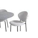 Estelle ümmargune söögilaud ø106 H75 - must / must + Vault söögitool - mustad jalad - hall kangas