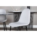 Estelle ümmargune söögilaud ø106 H75 - must / messing+Polar söögitool - mustad jalad - helehall kangas