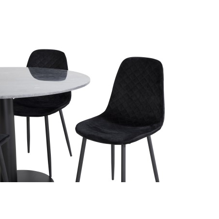 Estelle ümmargune söögilaud ø106 H75 - must / must+Polar Diamond söögitool - mustad jalad - Black Velvet