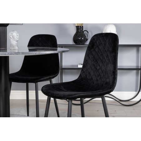 Estelle ümmargune söögilaud ø106 H75 - must / must+Polar Diamond söögitool - mustad jalad - Black Velvet