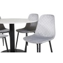 Estelle ümmargune söögilaud ø106 H75 - valge / must+Polar Diamond söögitool - mustad jalad - hall Velvet