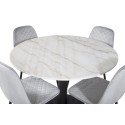 Estelle ümmargune söögilaud ø106 H75 - valge / must+Polar Diamond söögitool - mustad jalad - hall Velvet