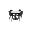 Estelle ümmargune söögilaud ø106 H75 - valge / must+Polar Diamond söögitool - mustad jalad - must samet