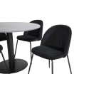 Estelle ümmargune söögilaud ø106 H75 - must / must+kortsud söögitool - mustad jalad - must samet
