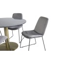 Estelle ümmargune söögilaud ø106 H75 – must/messing+muce söögitool – mustad jalad – hall samet