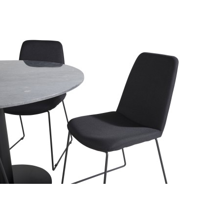Estelle ümmargune söögilaud ø106 H75 - must / must+Muce söögitool - mustad jalad - must kangas