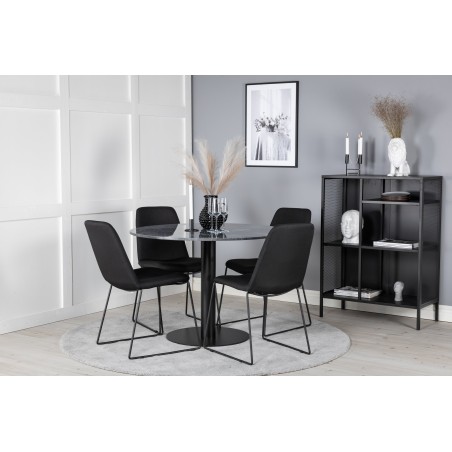 Estelle ümmargune söögilaud ø106 H75 - must / must+Muce söögitool - mustad jalad - must kangas