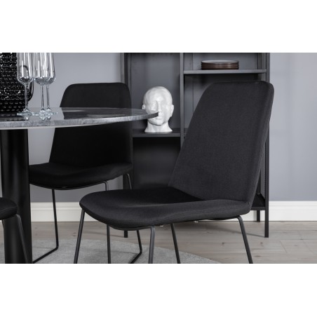 Estelle ümmargune söögilaud ø106 H75 - must / must+Muce söögitool - mustad jalad - must kangas