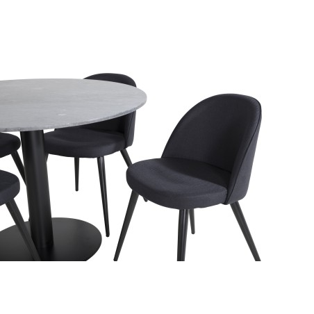 Estelle ümmargune söögilaud ø106 H75 - must / must + sametne söögilaud - mustad jalad - must kangas