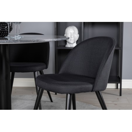 Estelle ümmargune söögilaud ø106 H75 - must / must + sametne söögilaud - mustad jalad - must kangas