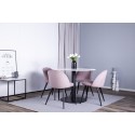 Estelle runt Matbord - Svart / Vit marmor - ø106*H75+Velvet matstol - Manchester