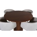 Bianca ümmargune söögilaud - pähkel / must spoon + Berit tool - must / beež Velvet