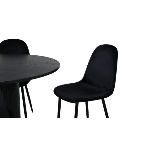 Bianca ümmargune söögilaud , must must spoon + söögitool Polar , mustad jalad Black Velvet 