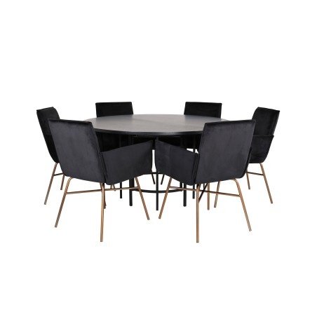 Kopenhaagen – ümmargune söögilaud – must / must+Petra tool – Distressed Copper / Black Velvet