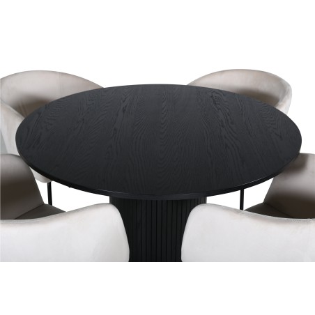 Bianca ümmargune söögilaud - must / must spoon + Berit tool - must / beež Velvet