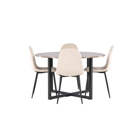 Durango söögilaud - must / pähkel MDF + söögitool Polar - mustad jalad / beež samet 